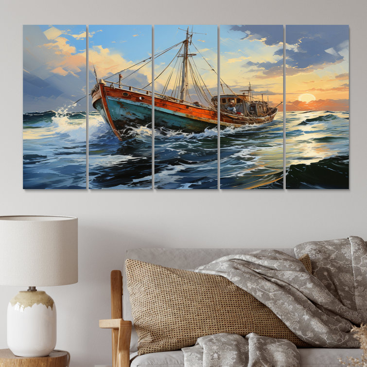 DesignArt Boat Expressive Seascapes II Transportation Metal Wall Art